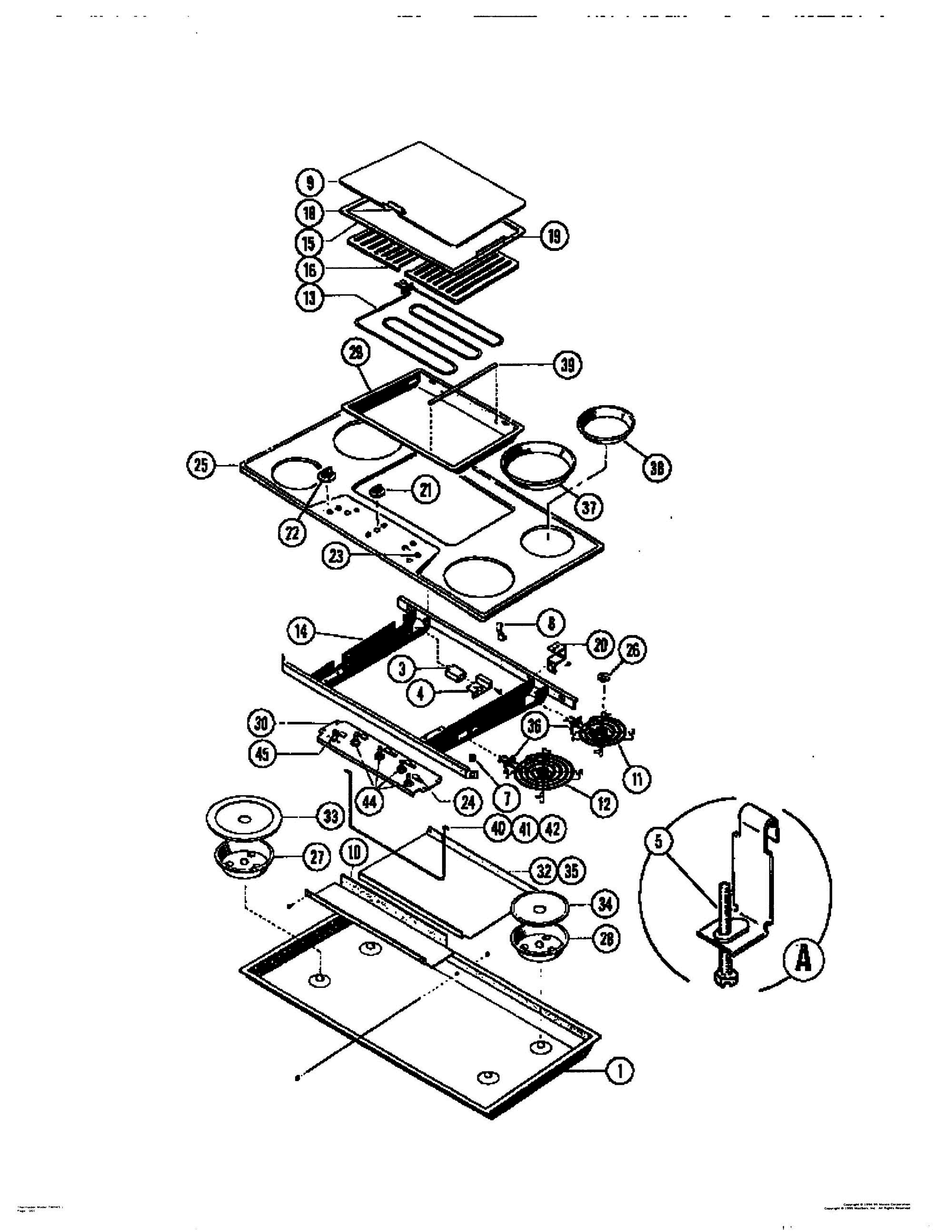 01 - GRIDDLE & ELEMENTS Diagram and Parts List for TMH45A  Bosch Range