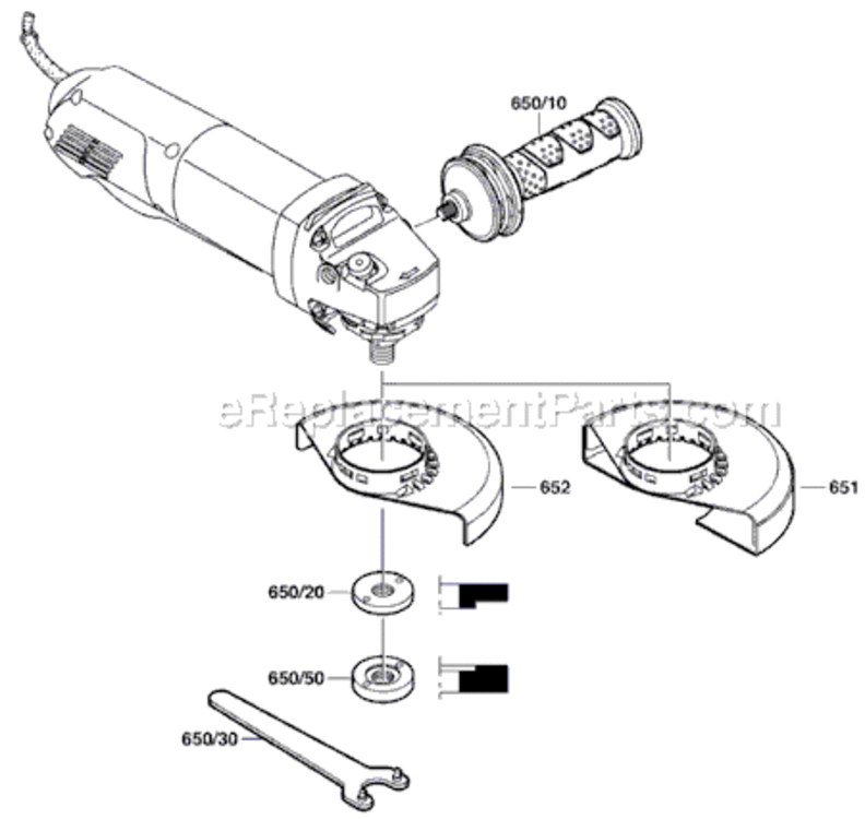 Page B Diagram and Parts List for 1812PSD 3601H33210 Bosch Angle Grinder