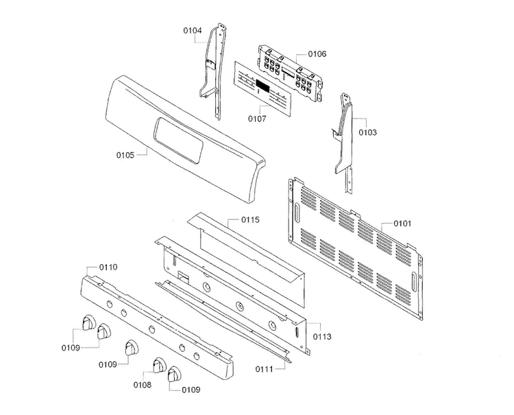 Control Panel Diagram and Parts List for HGS3063UC 10 Bosch Range