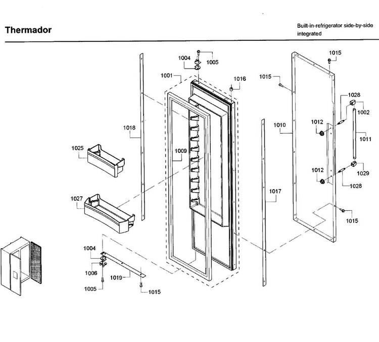 Door Asy 1 Diagram and Parts List for T42BD820NS 00 Thermador Refrigerator