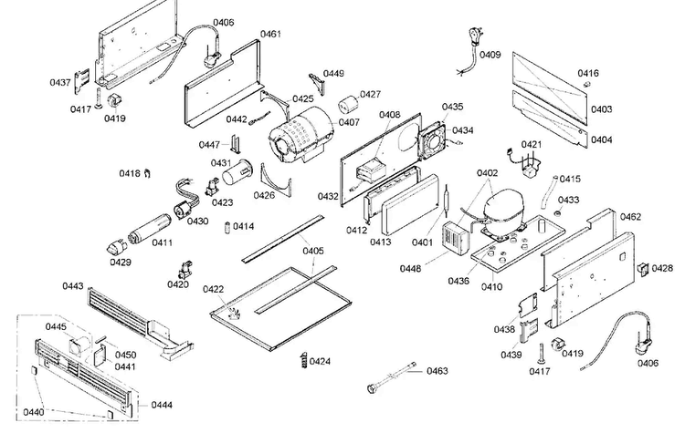 Compressor Diagram and Parts List for B24ID80NRP 01 Bosch Freezer