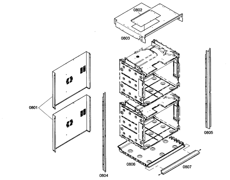 Mounting Assy Diagram and Parts List for POD30201  Thermador Wall Oven