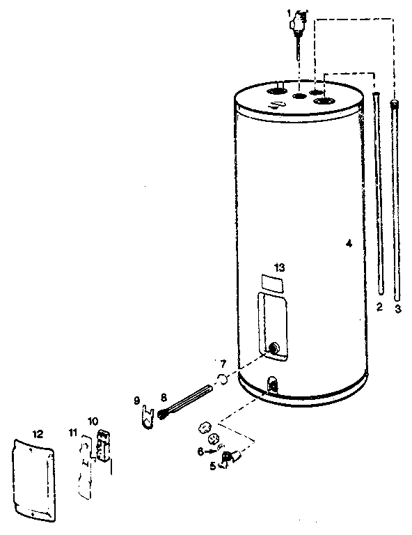 Replacement Parts Diagram and Parts List for 153324312  Kenmore Water Heater