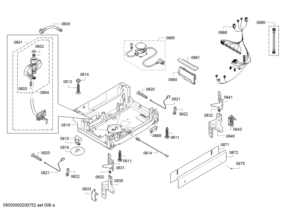 Diagram 2 Diagram and Parts List for SHEM78WH5N-32  Bosch Dishwasher