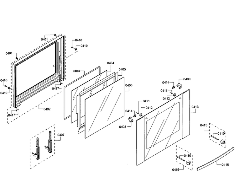 Door Upper Diagram and Parts List for HBL3550UC 10 Bosch Wall Oven