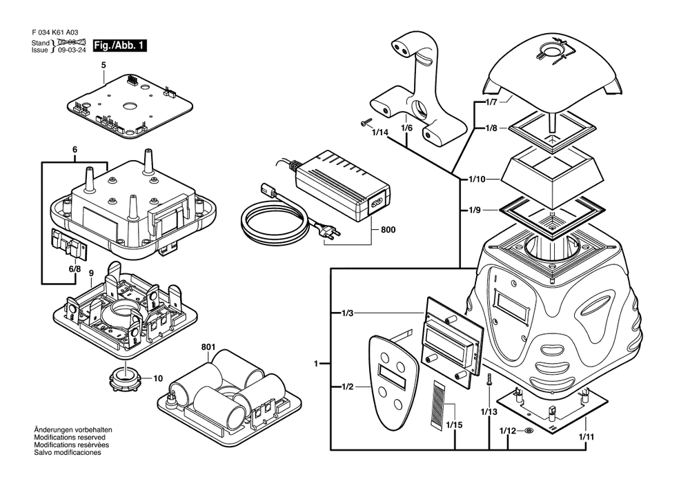 Diagram 1 Diagram and Parts List for ALGR F 034 K61 A03 Bosch Laser Level