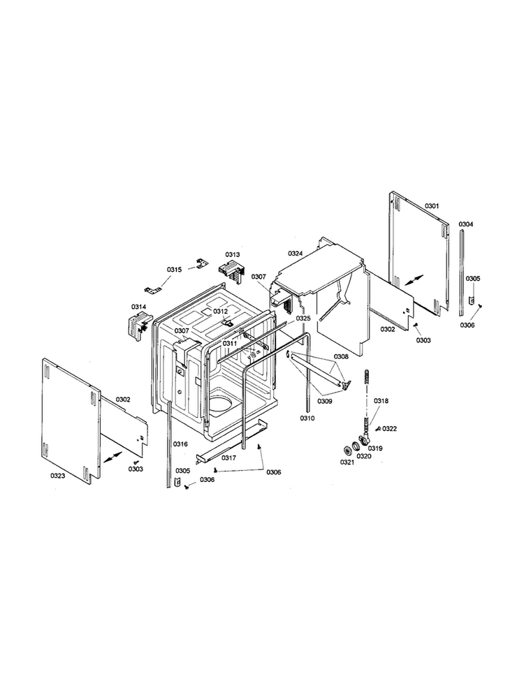 Tank Diagram and Parts List for SHX46L05UC 18 Bosch Dishwasher
