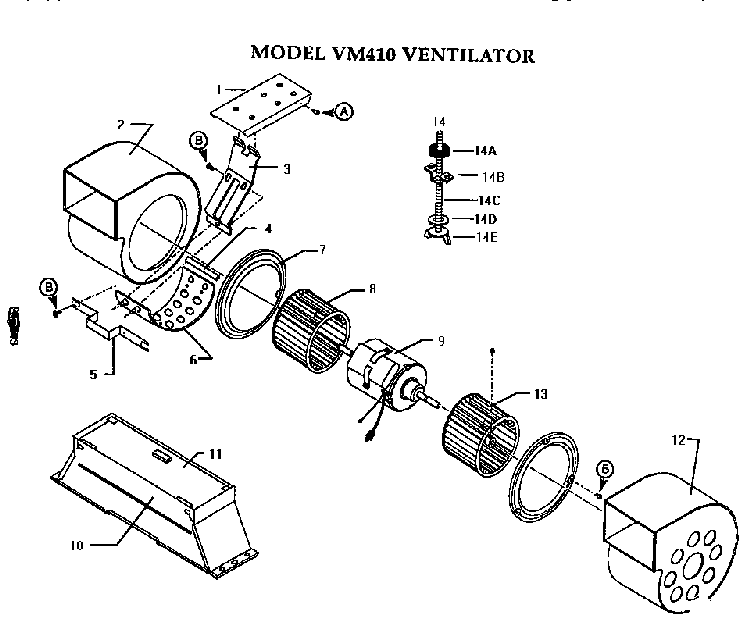 Blower Diagram and Parts List for HB36QB  Thermador Range Hood