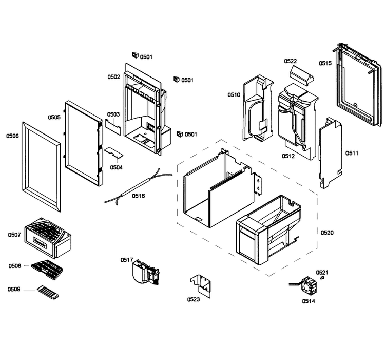 Dispenser Diagram and Parts List for T24ID80NLP 31 Thermador Freezer