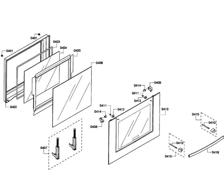 Door Assy Diagram and Parts List for HBL8450UC 05 Bosch Wall Oven