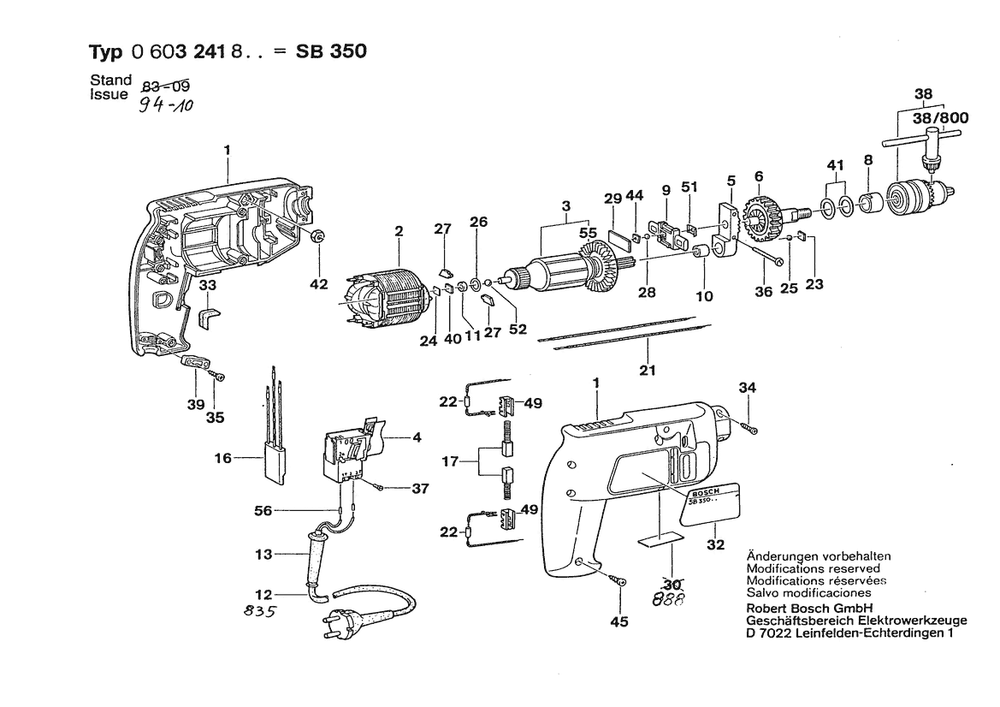Section 1 Diagram and Parts List for HW-2G-SCHLAGBOH 0603241803 Bosch Impact Driver