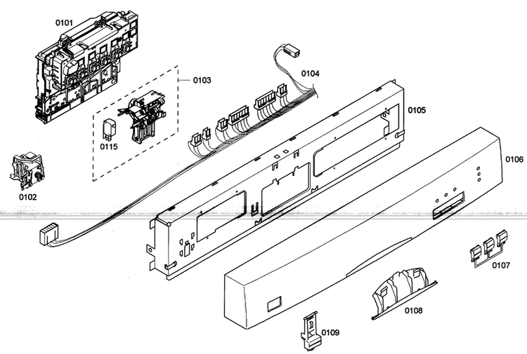 Control Panel Diagram and Parts List for SHE33M06UC 48 Bosch Dishwasher