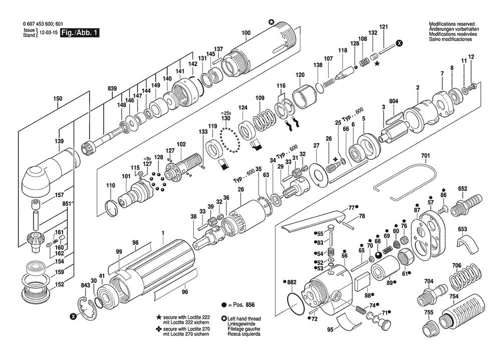 Section 1 Diagram and Parts List for 0607453601  Bosch Screwdriver