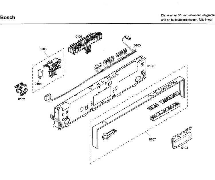 Control Panel Diagram and Parts List for SHV68M03UC 46 Bosch Dishwasher