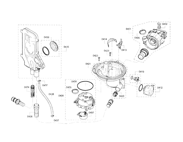 Pump Diagram and Parts List for SHE53T56UC 02 Bosch Dishwasher