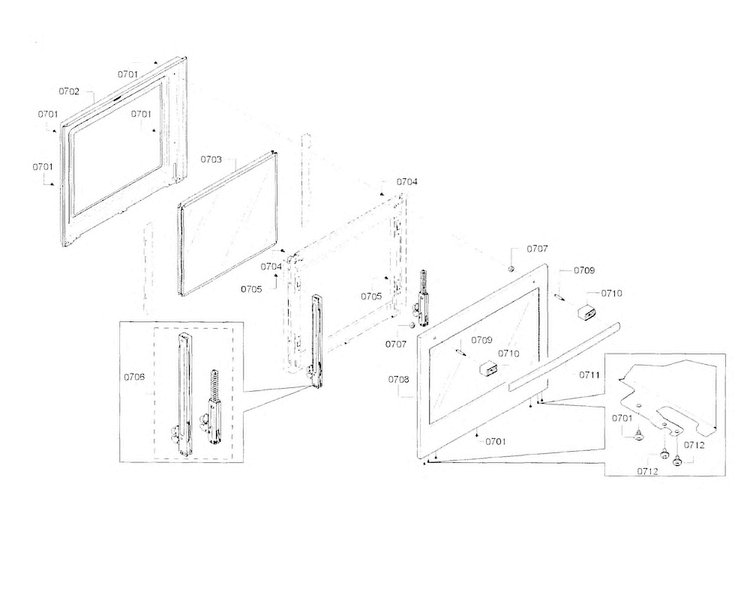 Door-lower Diagram and Parts List for HBN8651UC 01 Bosch Wall Oven