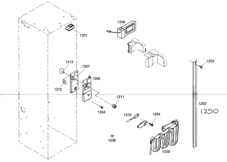 Senser Diagram and Parts List for KBUDT4865E 01 Thermador Refrigerator