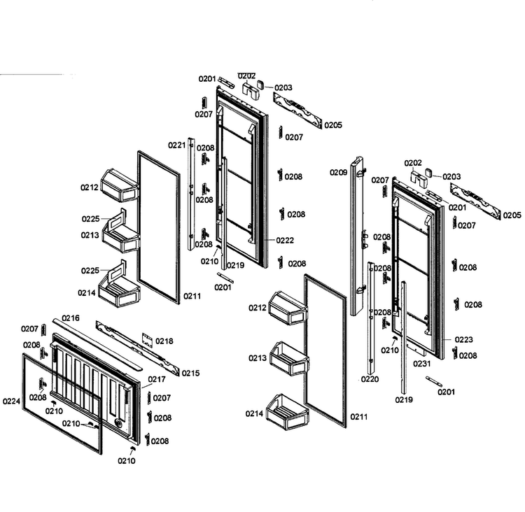 Door Assy Diagram and Parts List for T36IT71NNP 12 Thermador Refrigerator