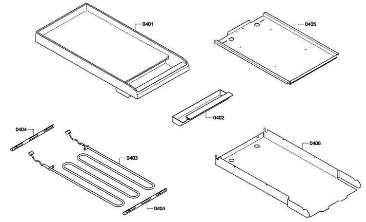 Griddle Diagram and Parts List for PCG364GD-02  Thermador Cooktop