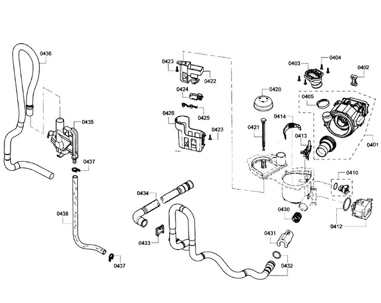 Pump Section Diagram and Parts List for SHX3AR52UC 12 Bosch Dishwasher