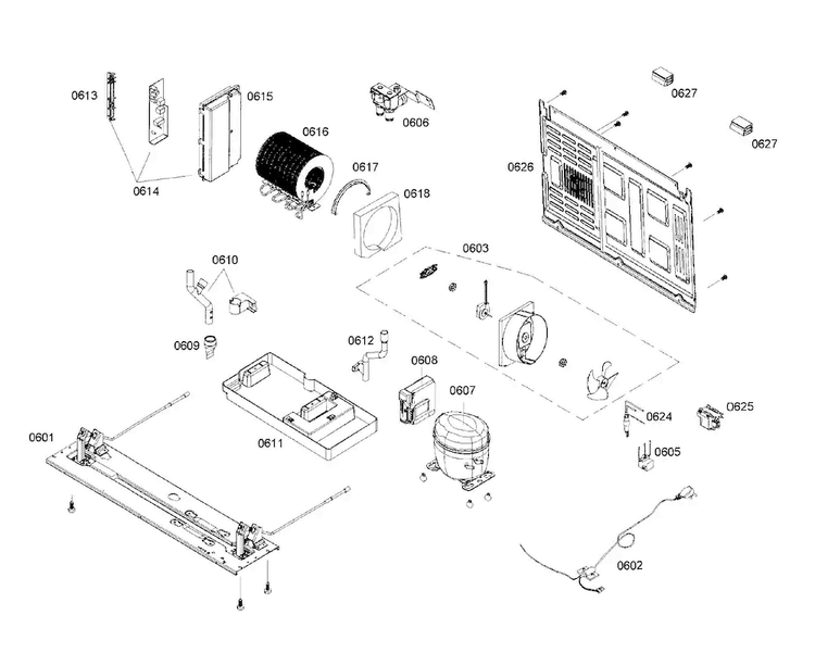 Compressor Diagram and Parts List for B22CS50SNW 04 Bosch Refrigerator