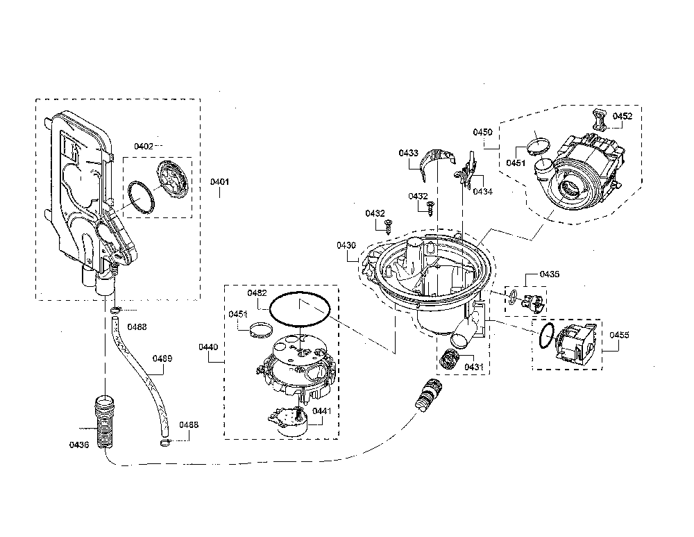 Water inlet/heat pump/sump Diagram and Parts List for SHS863WD6N 10 Bosch Dishwasher