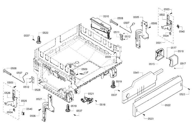 Base Assy Diagram and Parts List for SHE3AR76UC 14 Bosch Dishwasher