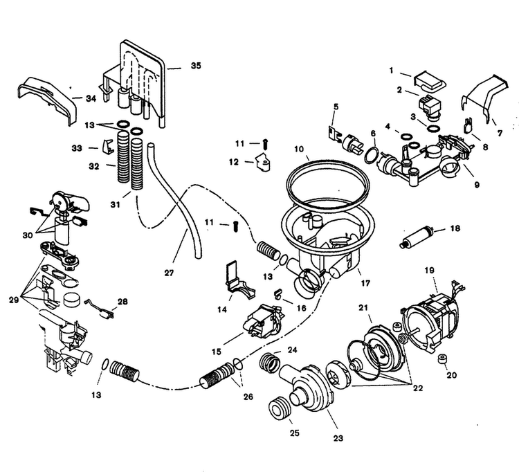 Component Assy Diagram and Parts List for SHU5305UC 06 Bosch Dishwasher