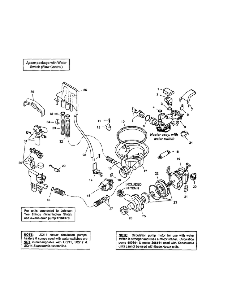 Component Assembly Diagram and Parts List for SHV99A03UC 14 Bosch Dishwasher