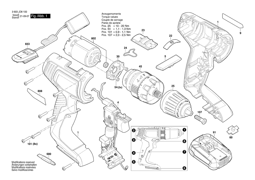 Diagram 1 Diagram and Parts List for 3603JD8103  Bosch Impact Driver