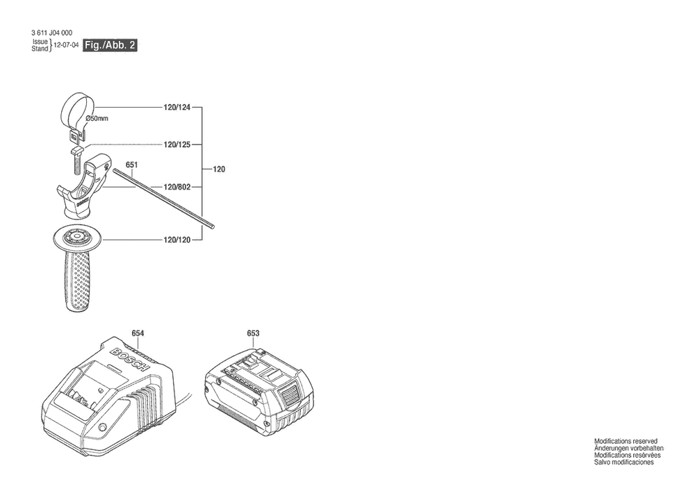 Section 2 Diagram and Parts List for RHH181 3611J04010 Bosch Hammer Drill