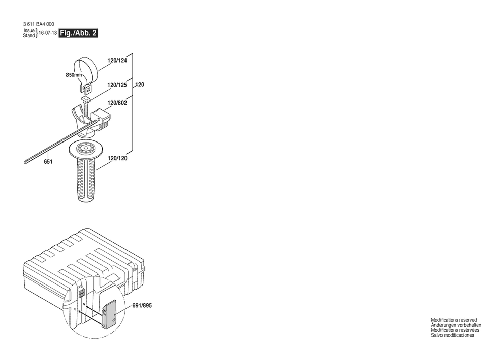 Section 2 Diagram and Parts List for GBH2-26F 3611BA4090 Bosch Hammer Drill