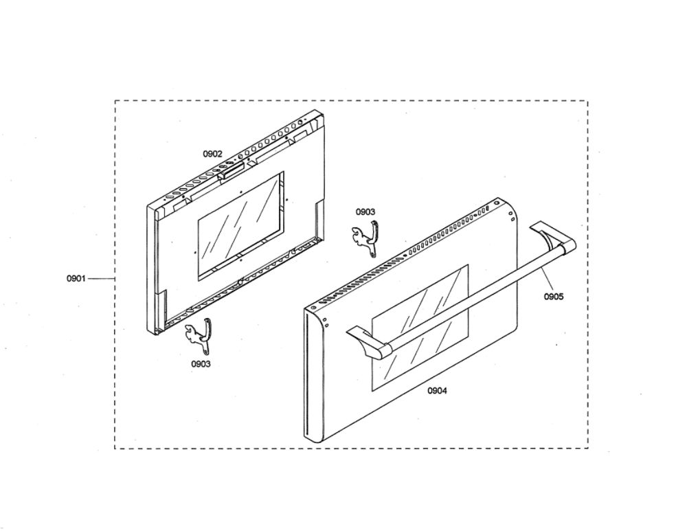 Door Diagram and Parts List for PDR364GDZS 01 Thermador Range