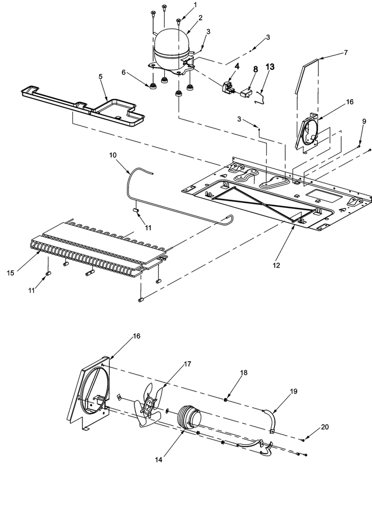 Compressor Diagram and Parts List for RS4953000W0  Gaggenau Refrigerator