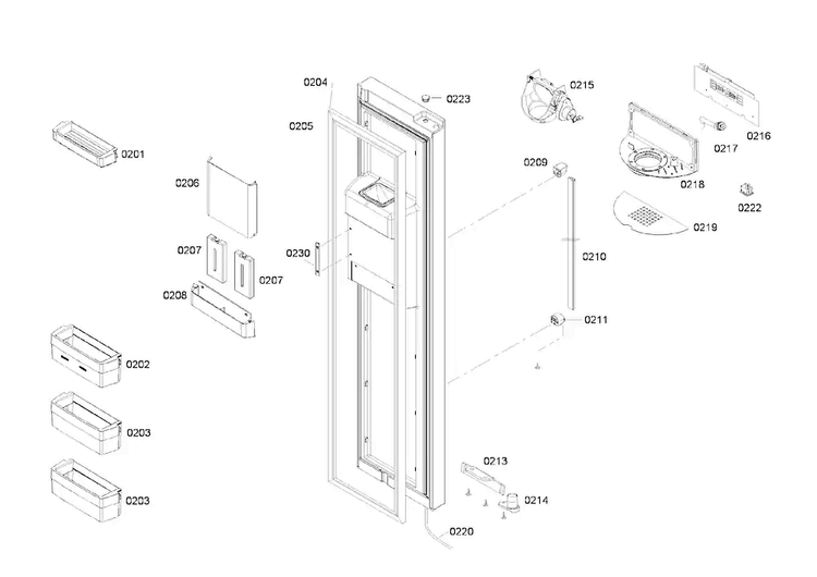 Left Door Diagram and Parts List for B22CS80SNS 02 Bosch Refrigerator