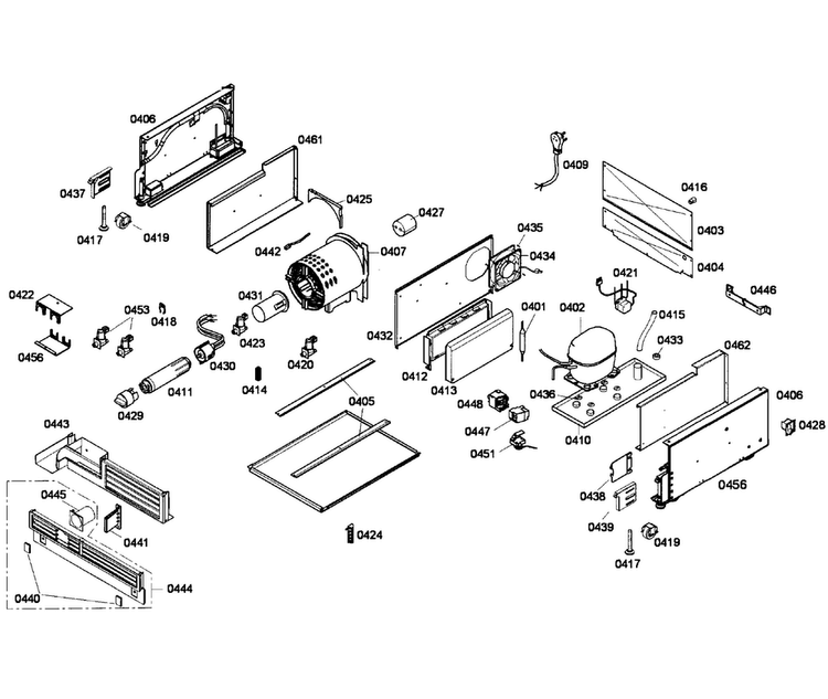 Compressor Diagram and Parts List for T24ID80NLP 34 Thermador Freezer