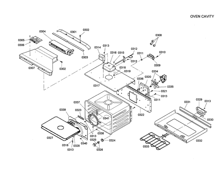Oven Cavity Diagram and Parts List for HBN5045AUC 01 Bosch Wall Oven