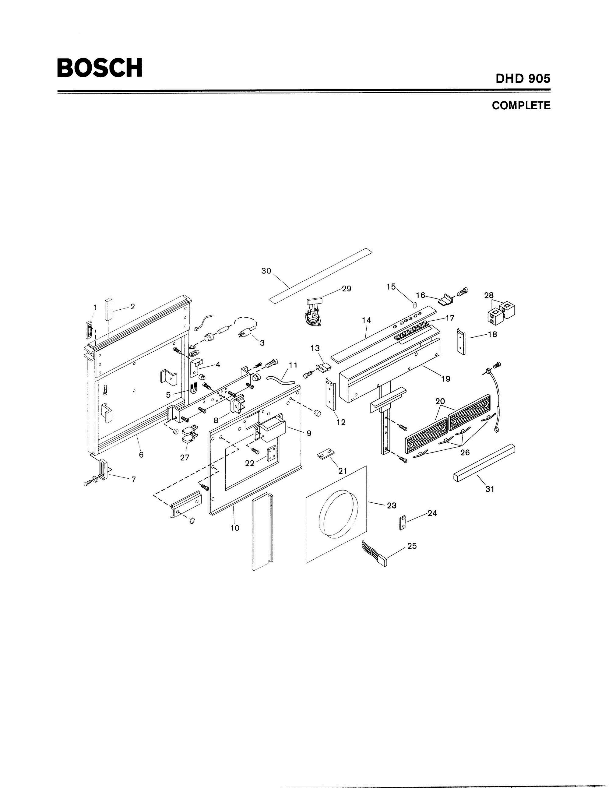 01 - COMPLETE Diagram and Parts List for DHD905  Bosch Range Hood