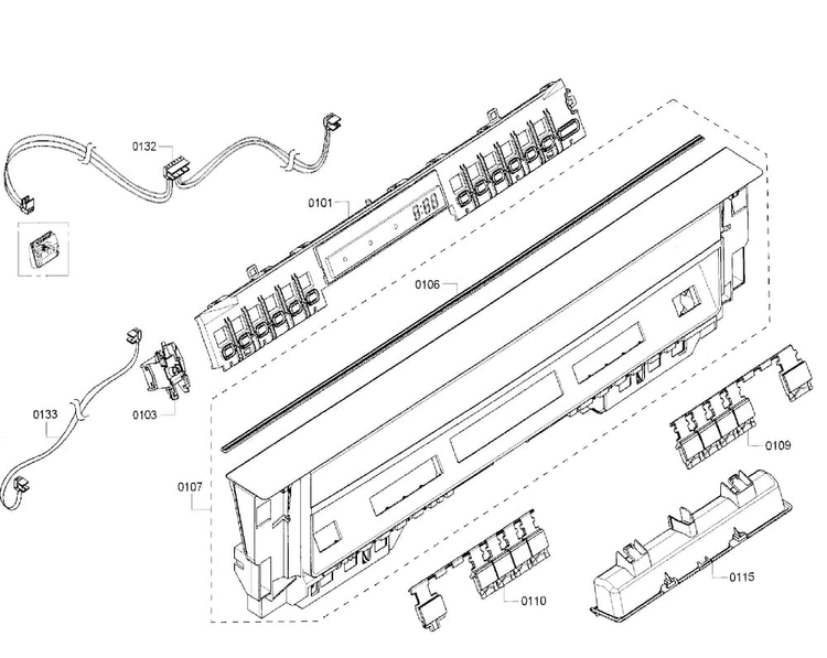 Control Panel Diagram and Parts List for SHE53TF6UC 01 Bosch Dishwasher