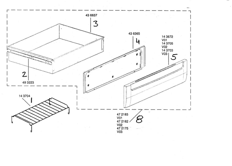 Warming Drawer Diagram and Parts List for HGS255UC 01 Bosch Range
