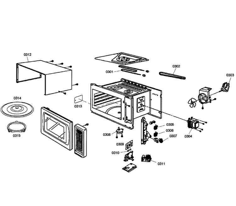 Microwave Diagram and Parts List for HBL8750UC 05 Bosch Microwave Oven Combo
