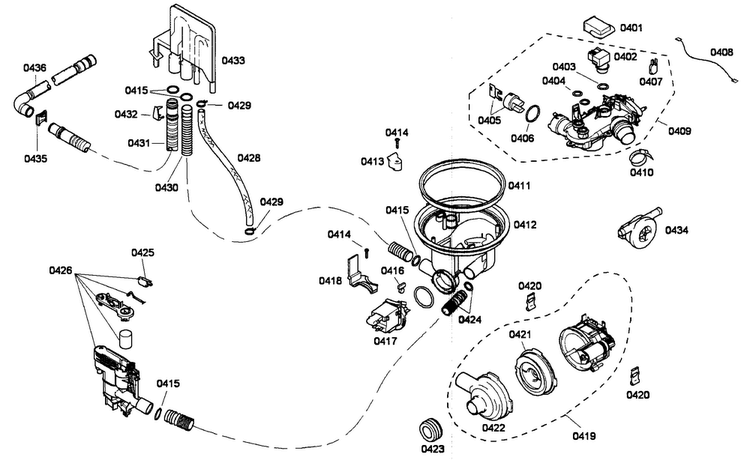 Pump Assy Diagram and Parts List for SHX68P05UC 53 Bosch Dishwasher