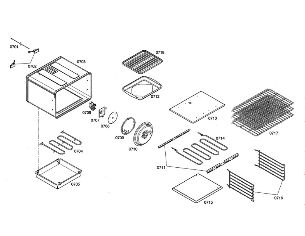 Motor/Heat Element/Racks Diagram and Parts List for PDR364GDZS 08 Thermador Range