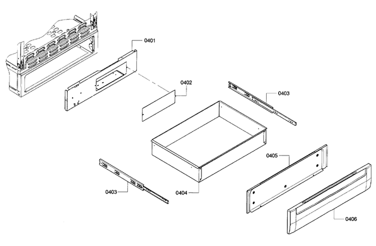 Drawer Diagram and Parts List for HEI7052U 08 Bosch Range