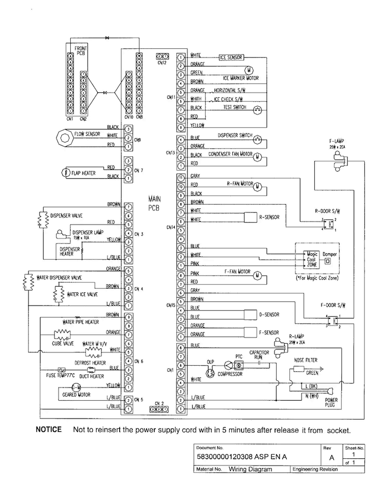 Wiring Diagram and Parts List for B20CS50SNB 01 Bosch Refrigerator