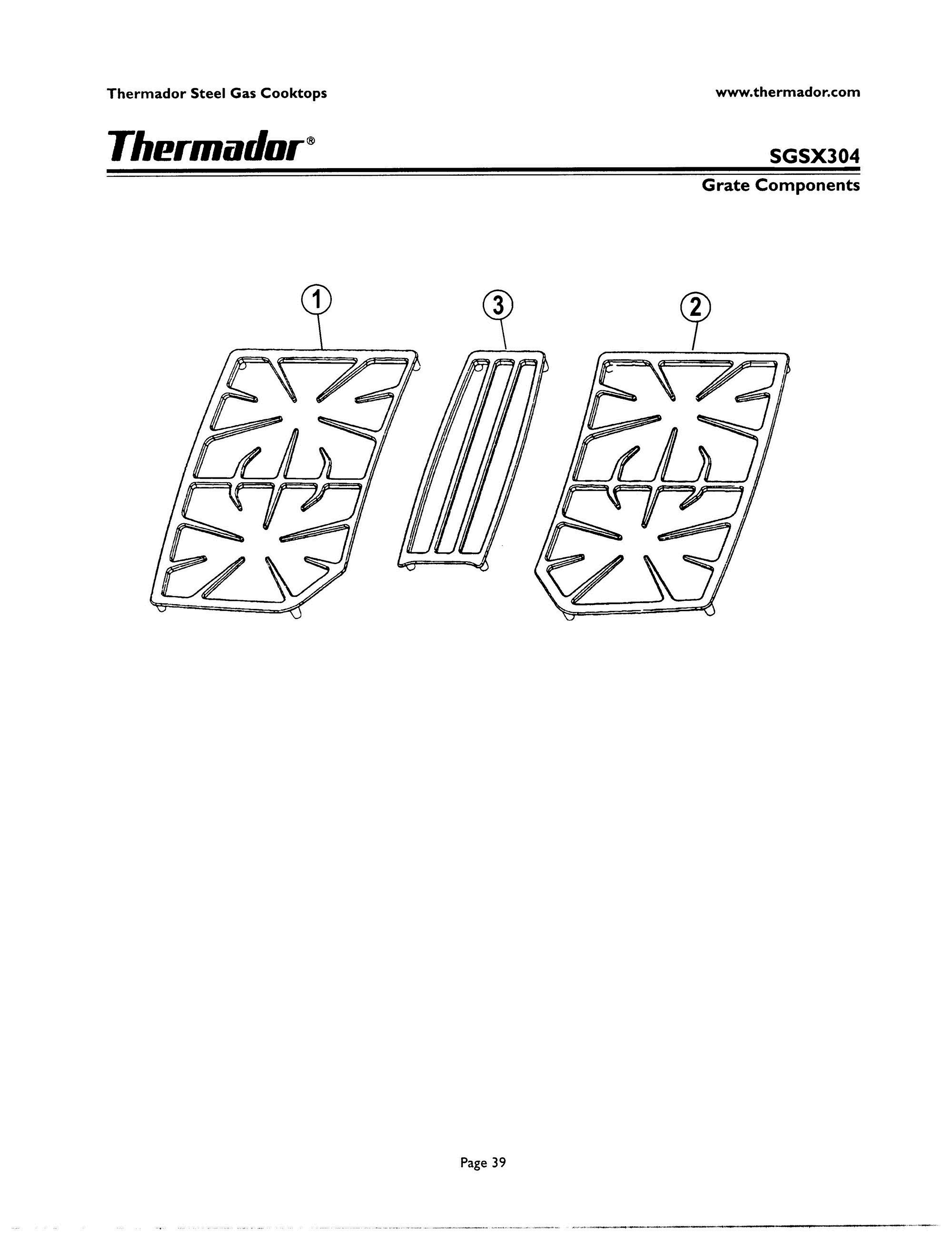 38 - GRATE COMPONENTS Diagram and Parts List for SGSX304ZB  Bosch Range