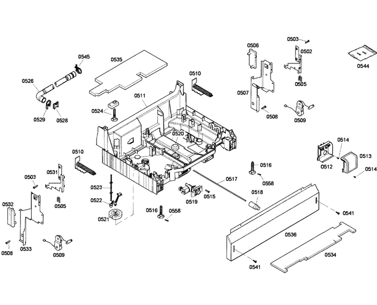Base Assy Diagram and Parts List for DWHD410HFM 60 Thermador Dishwasher
