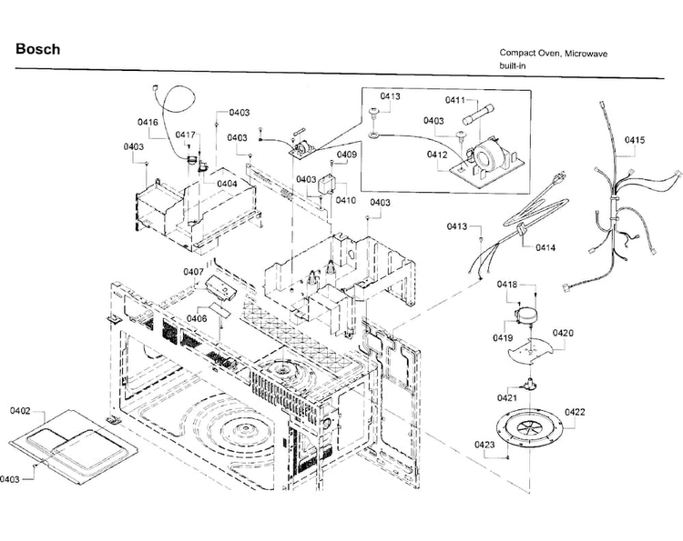 Electrical Diagram and Parts List for HMV5053U 01 Bosch Microwave