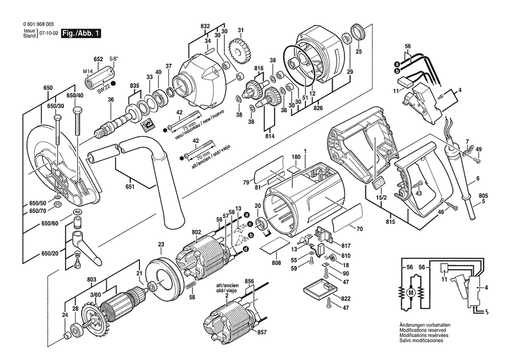 Section 1 Diagram and Parts List for GRW12E 0601968003 Bosch Agitator