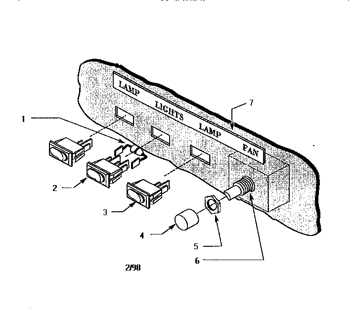 Switch Assembly Diagram and Parts List for H36HQS  Thermador Range Hood